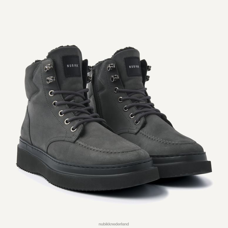 Nubikk Heren Jonah laarzen van polarbont H22BN1 schoenen donker grijs