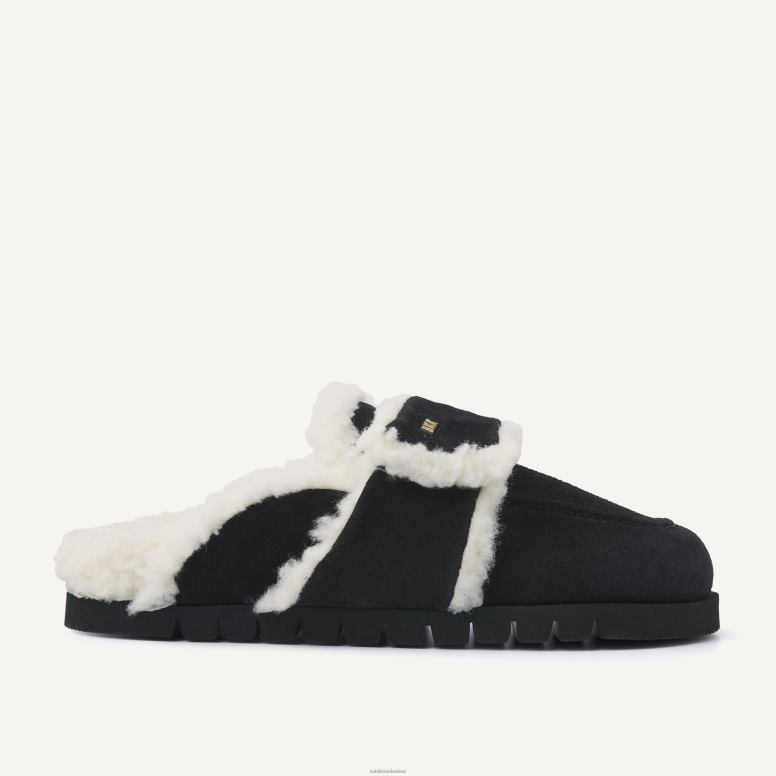 Nubikk Heren Pantoffels van teddybont H22BN58 schoenen zwart