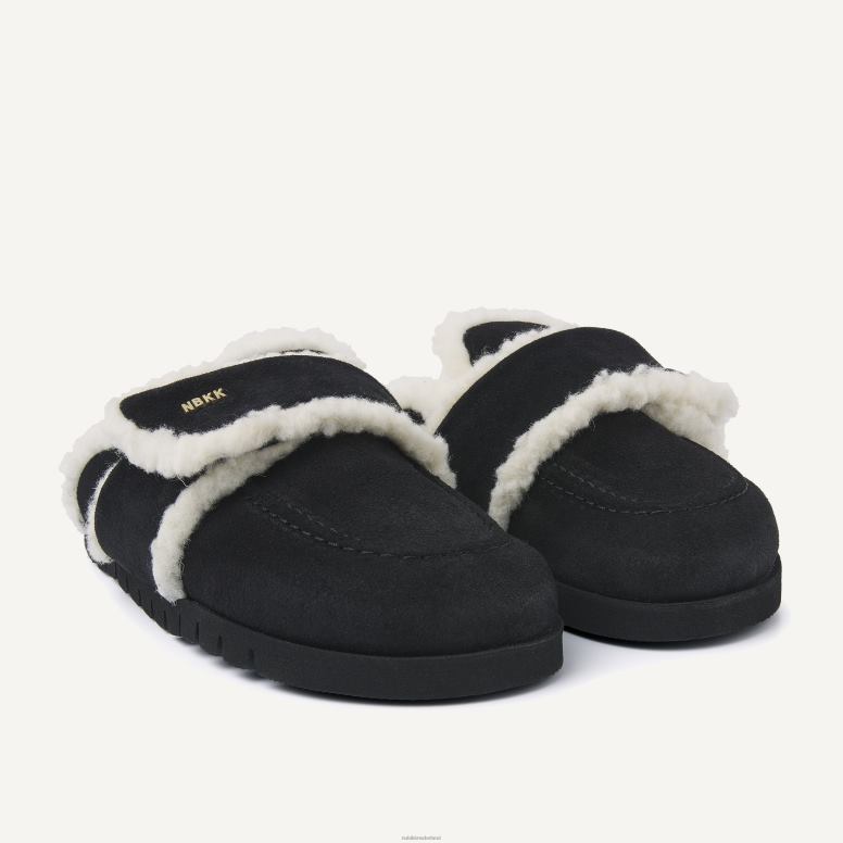 Nubikk Heren Pantoffels van teddybont H22BN58 schoenen zwart