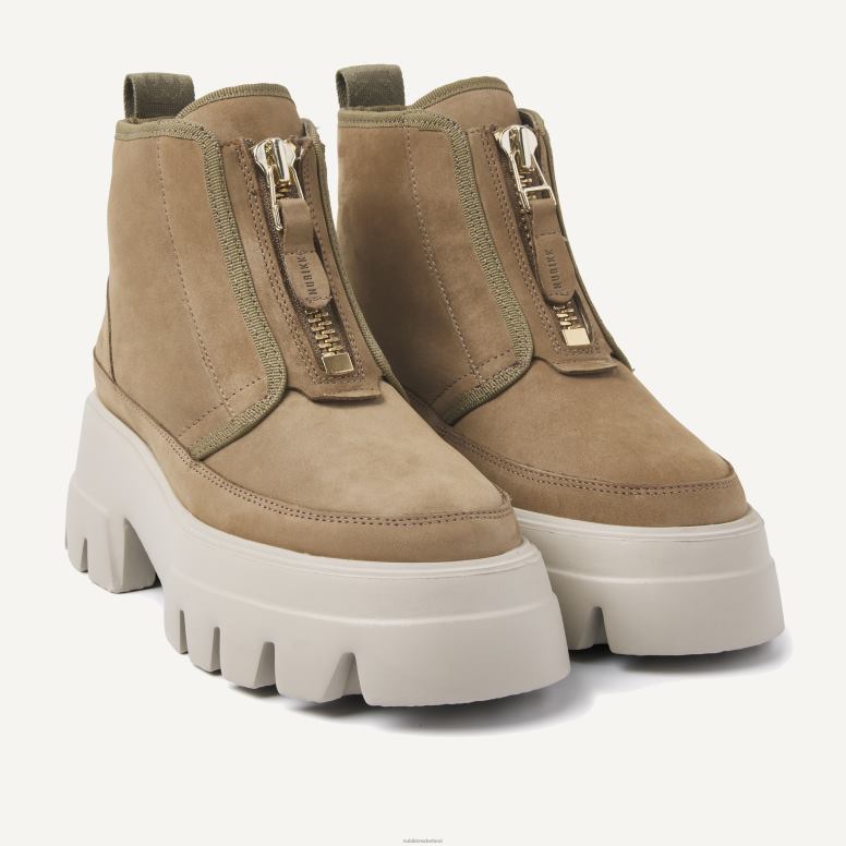 Nubikk vrouwen Flore enkellaarsjes van rockbont H22BN173 schoenen taupe