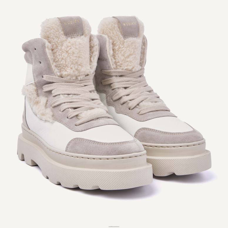 Nubikk vrouwen Hoge sneakers van monro macy-bont H22BN158 schoenen wit